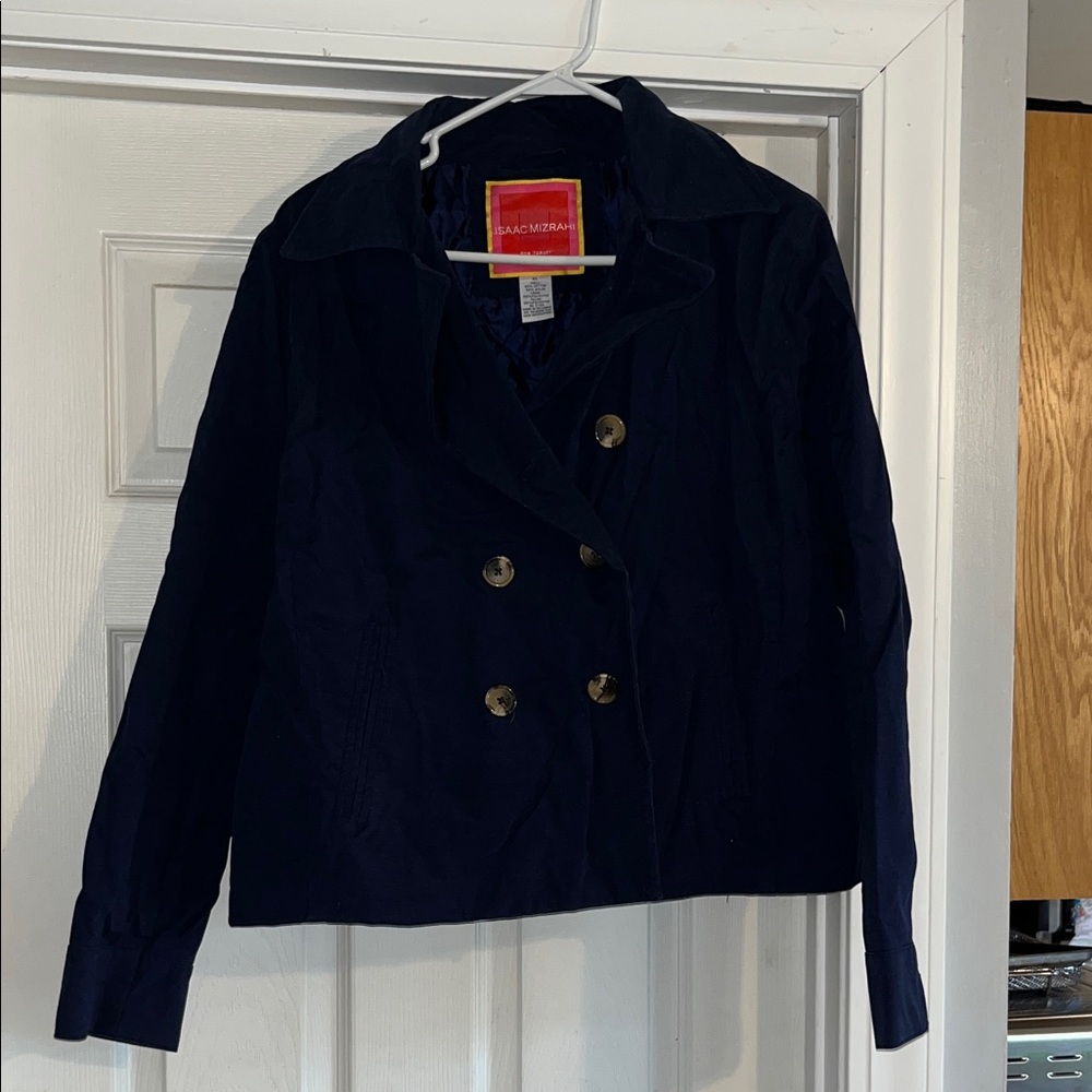 Isaac Mizrahi by Target Navy Double-Breasted Pea Coat